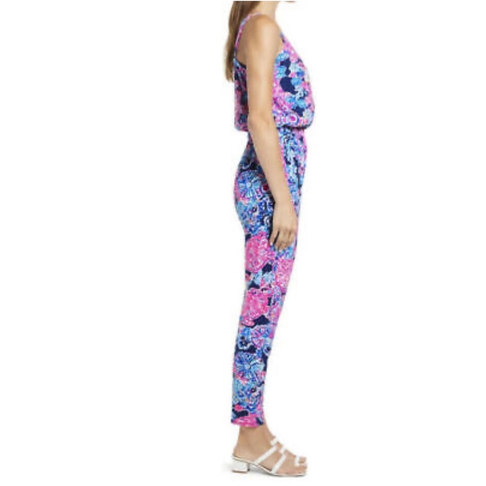 Lilly Pulitzer Dante Jumpsuit - High Tide Navy in Turtle Amazement Blue/Pink NEW - Picture 12 of 16